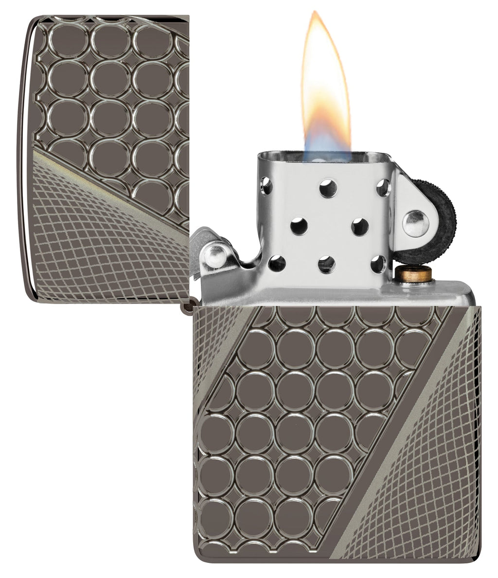 Zippo Deep Dots Design Armor Black Ice MultiCut 360 Lighter #46812