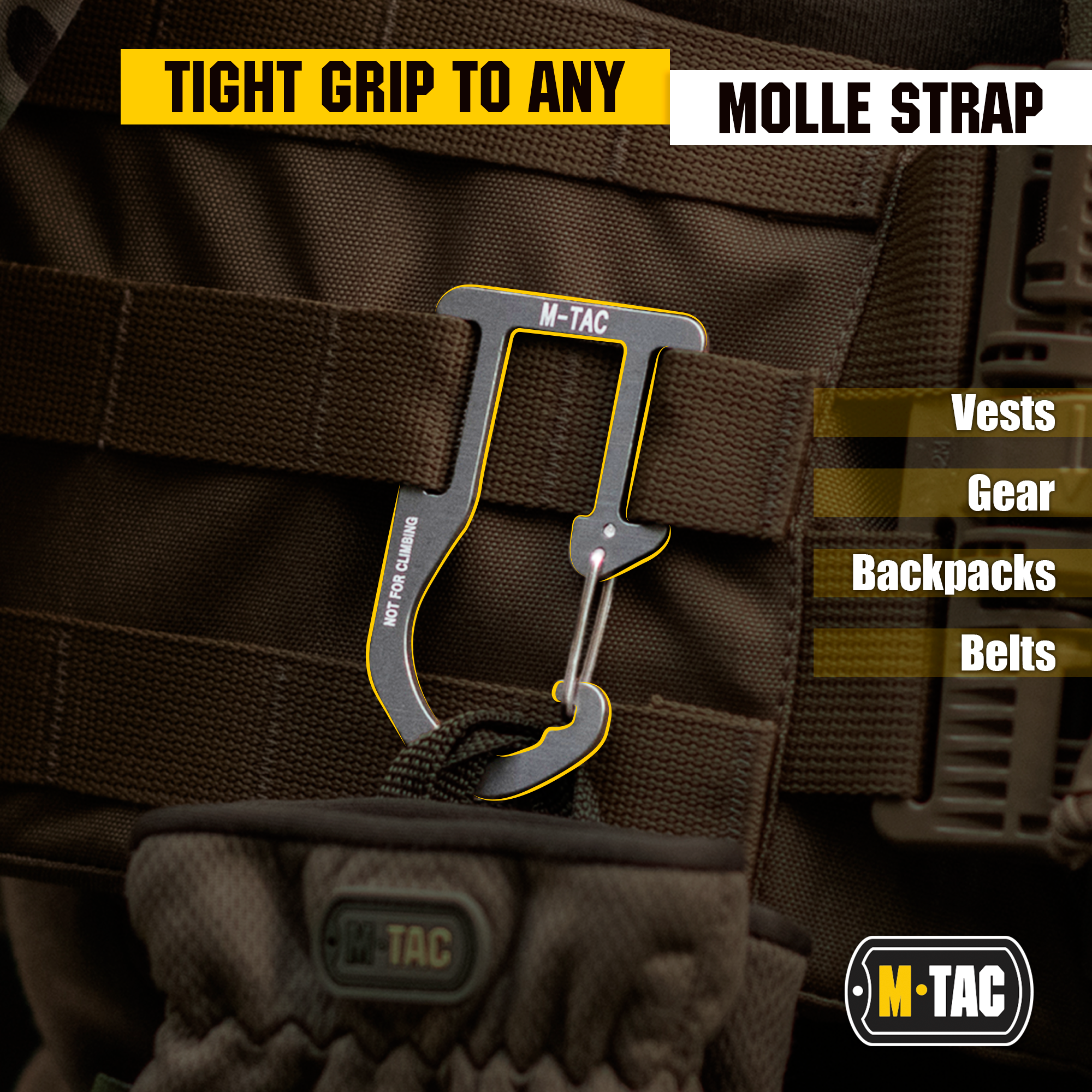 M-Tac Aluminum Carabiner for Backpack Molle (Set of 3)
