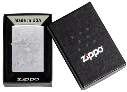 Zippo Atomic Cosmos Design, Satin Chrome Finish Lighter #46724