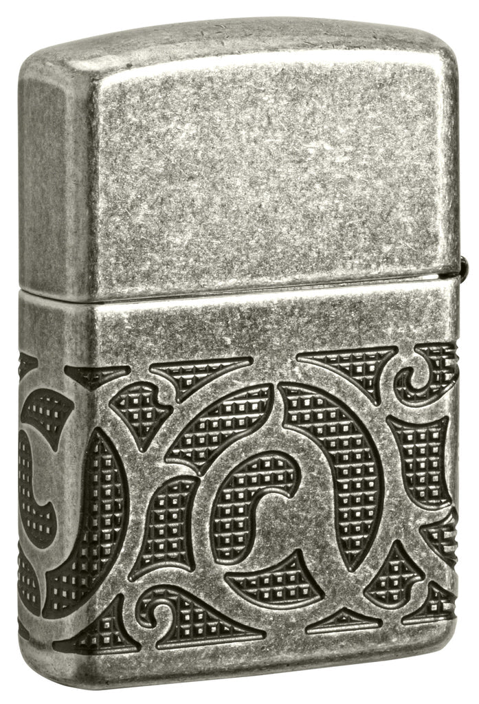 Zippo Pattern Design, Armor Antique Silver MultiCut Lighter #49290