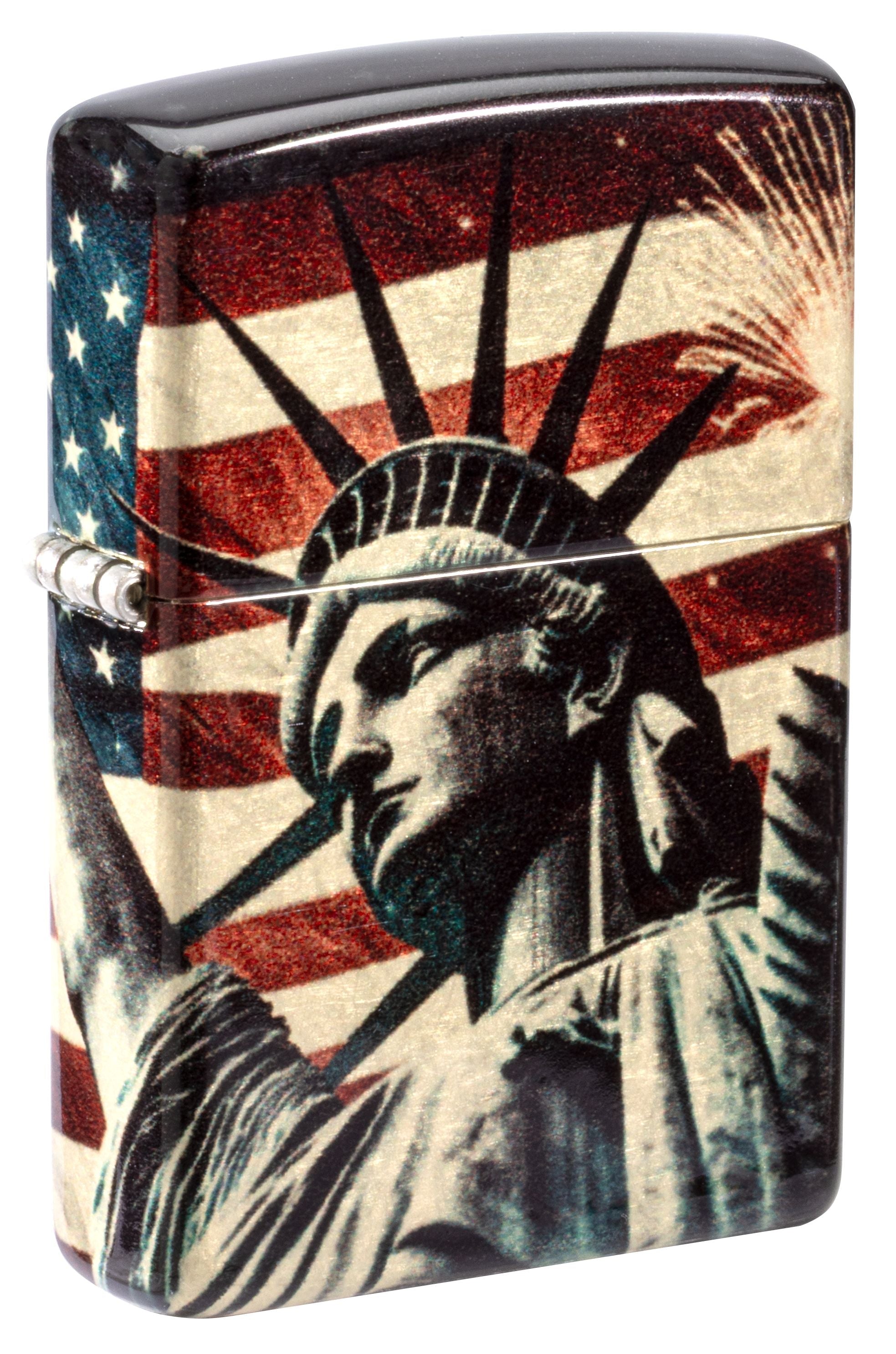 Zippo Statue of Liberty Patriotic, 540 Tumbled Brass Lighter #47186