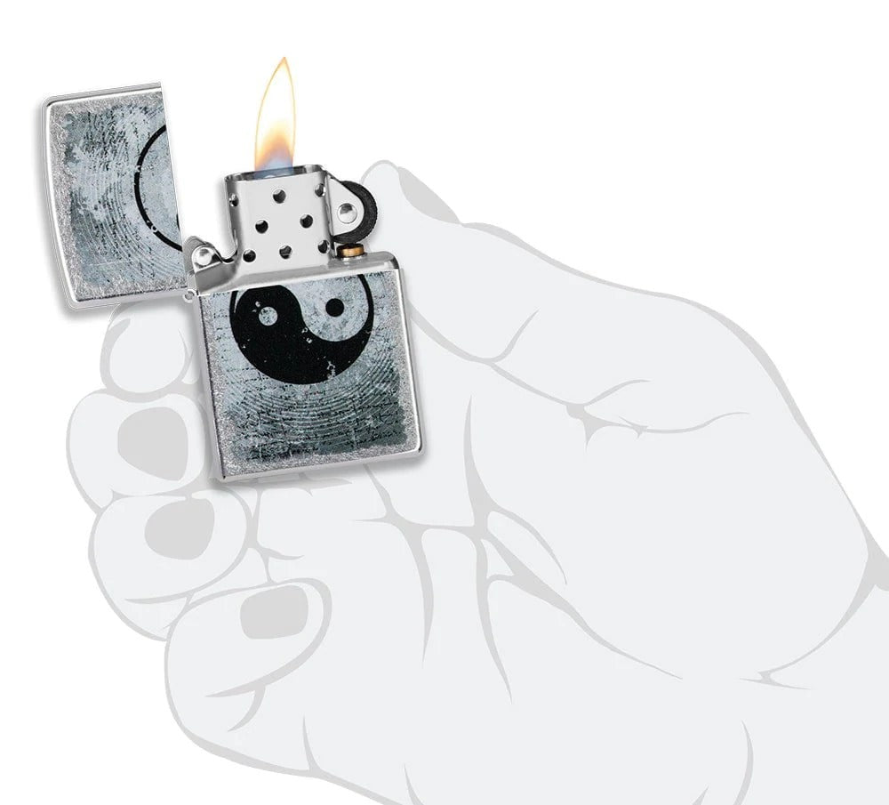 Zippo Yin Yang Order and Chaos Design, Street Chrome Finish Windproof Lighter #49772