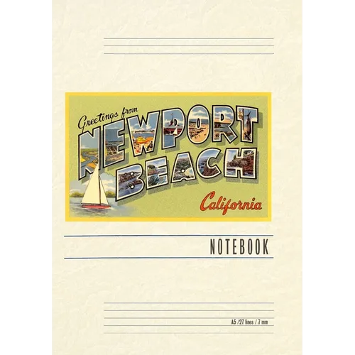 Vintage Lined Notebook Greetings from Newport Beach - Paperback