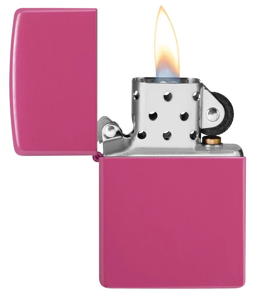 Zippo Pink Frequency Finish Lighter & Brown Leather Belt Pouch Gift Box Set