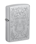 Zippo Sugar Skull Filigree Design, Street Chrome Lighter #48645