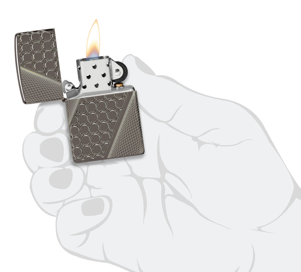Zippo Deep Dots Design Armor Black Ice MultiCut 360 Lighter #46812