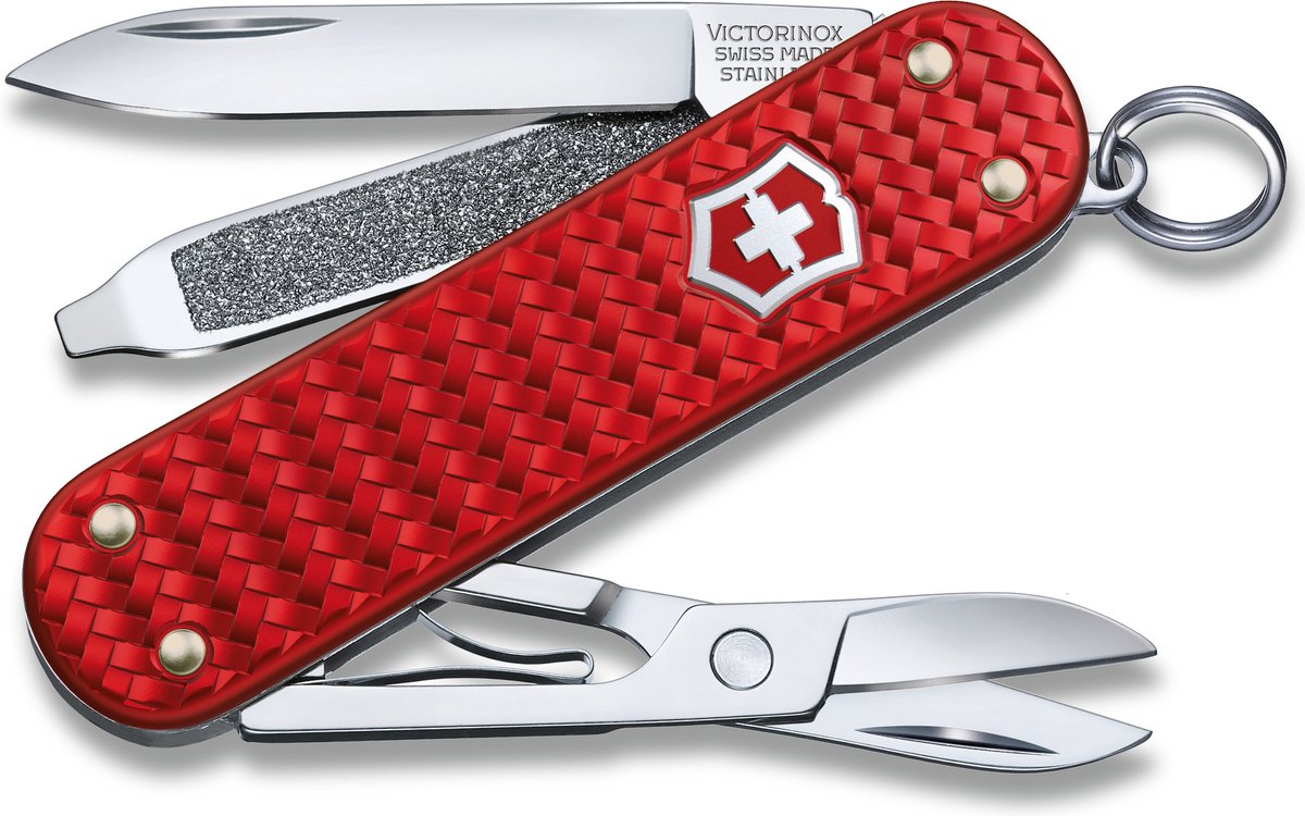 Victorinox classic precious alox pocket knife - iconic red - 5 functions