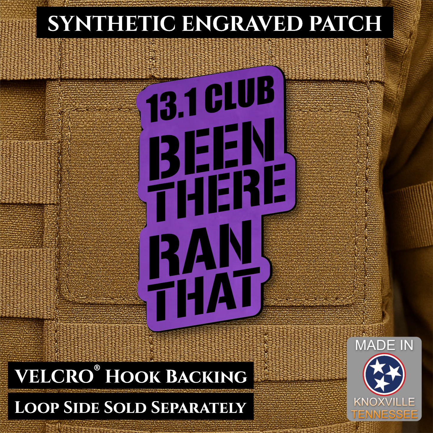 13.1 Club, Been There Ran That, Half-Marathon Funny Morale Patch | Made in USA | VELCRO® Brand Hook Backing