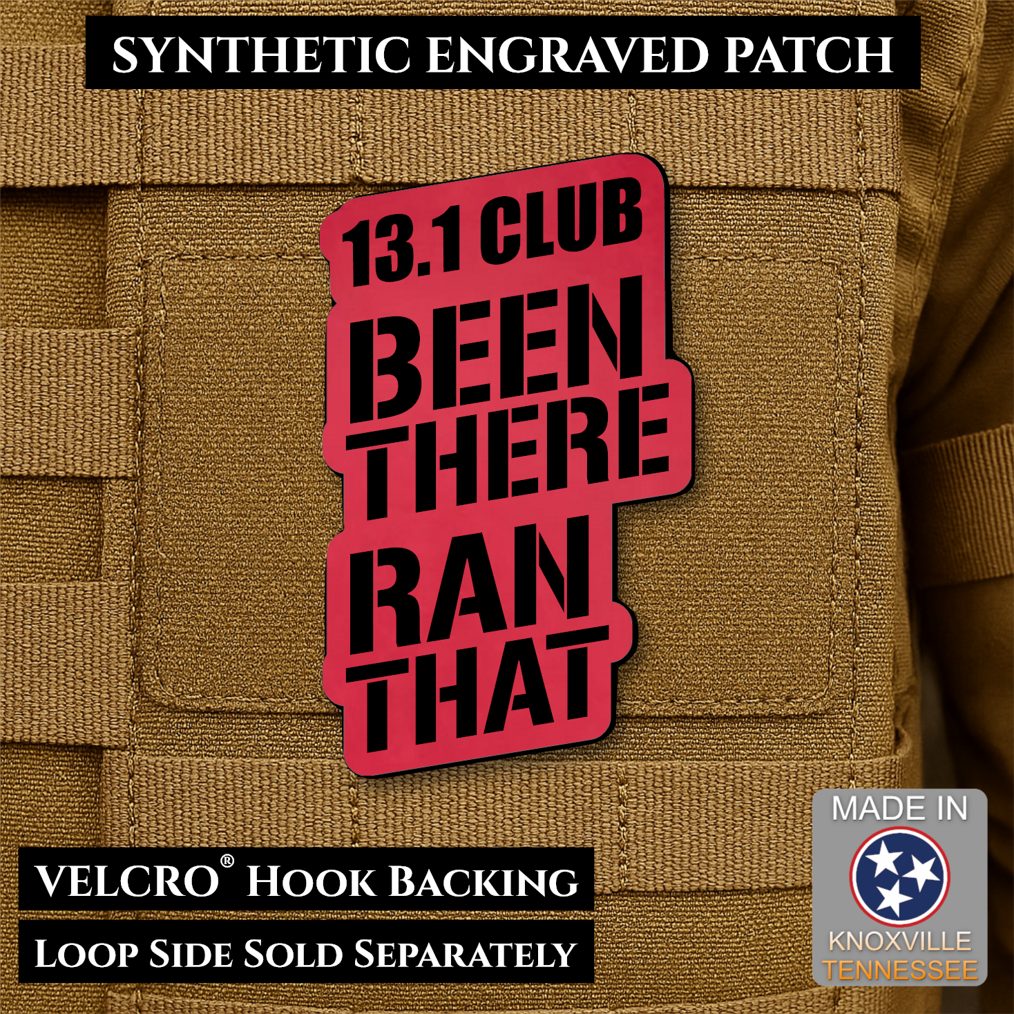 13.1 Club, Been There Ran That, Half-Marathon Funny Morale Patch | Made in USA | VELCRO® Brand Hook Backing