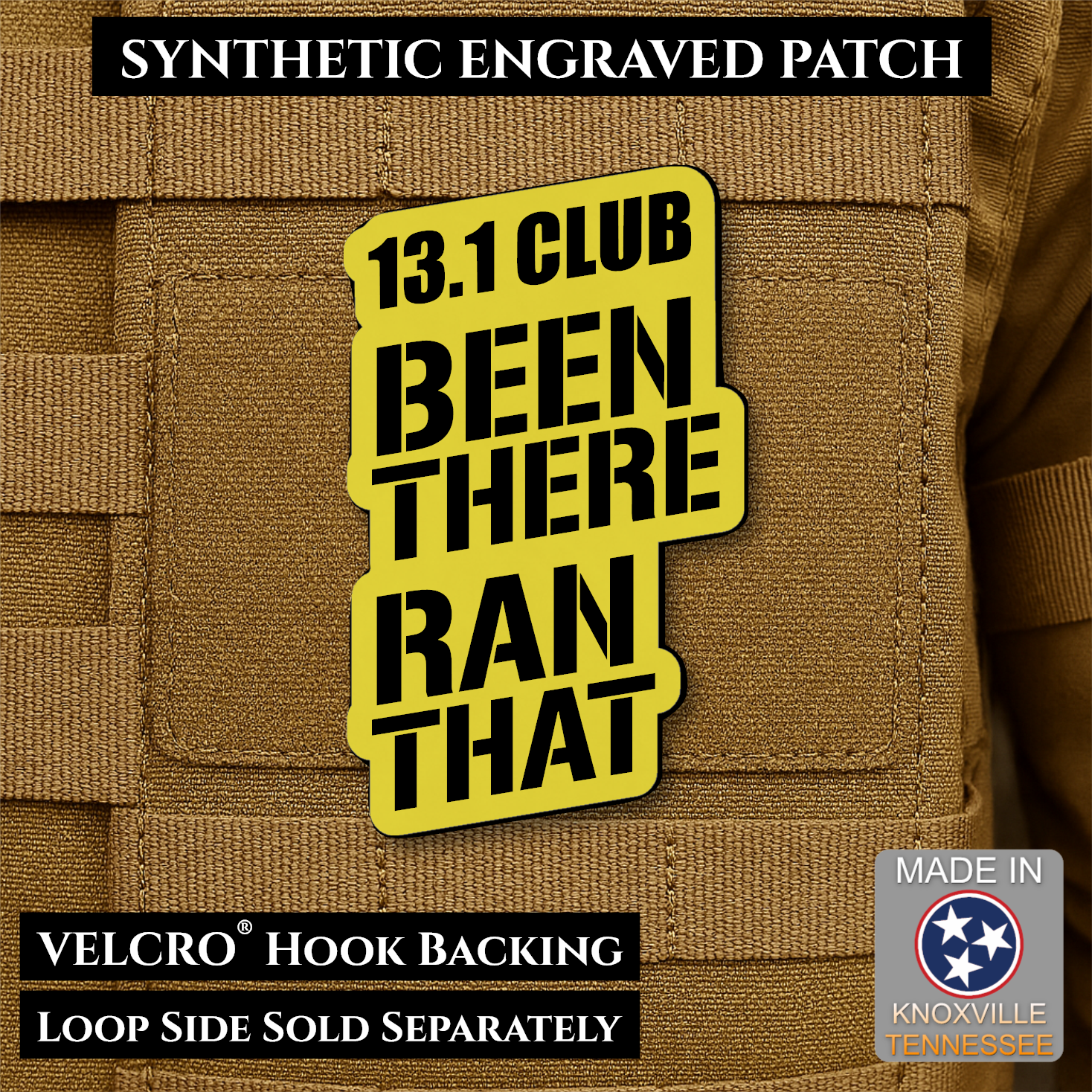 13.1 Club, Been There Ran That, Half-Marathon Funny Morale Patch | Made in USA | VELCRO® Brand Hook Backing