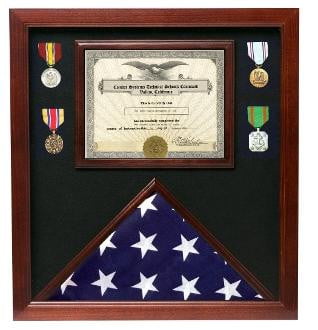 Police Medal and Flag Display Case, Cherry
