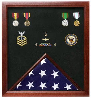 Military Flag and Medal Display Case Shadow Box - 5'x8' flag