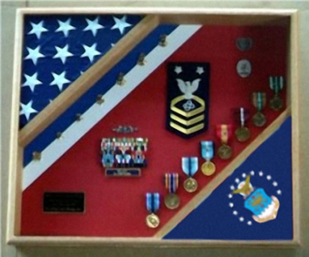 Air Force Retirement Gift, USAF Flag Shadow Box, USAF display.