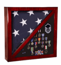 Cherry Flag and Medal Display Case Premium Wood - 5'x9.5' flag