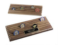 Coin Display Rack With 6 Rows, Walnut Wood, Holds up to 36 Coins - Challenge Coins