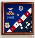 MILITARY AWARD MEDAL FLAG DISPLAY COMBINATION OVERALL SIZE: 17 1/2" W X 17 1/2" H X 3" D