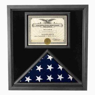 Premium USA-Made Solid wood Flag Document Case Black Finish.