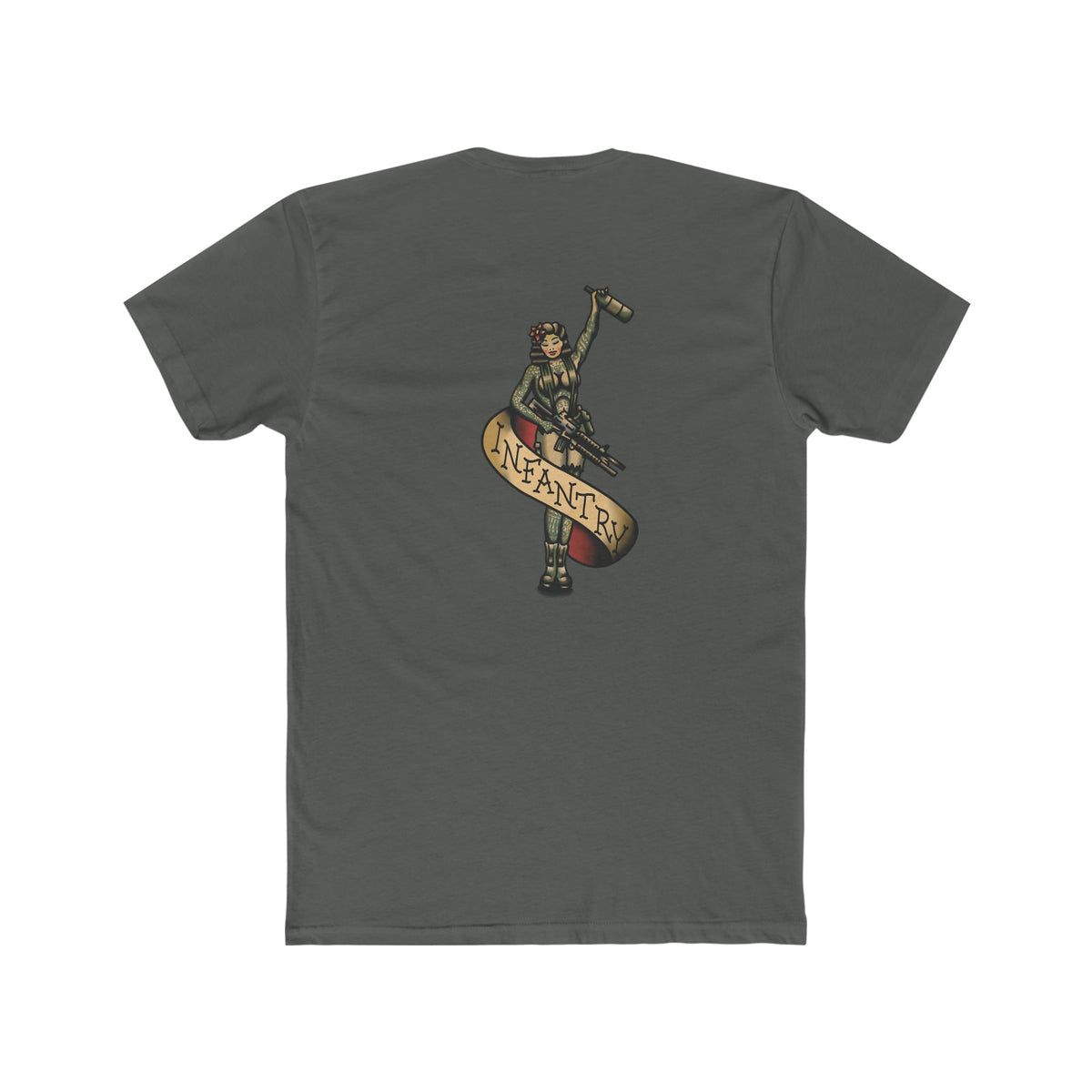 Infantry Pin-Up with M4 M203 and Bottle - Crew Tee