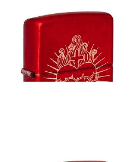 Zippo Sacred Heart Engraved Design, Metallic Red Lighter #48072