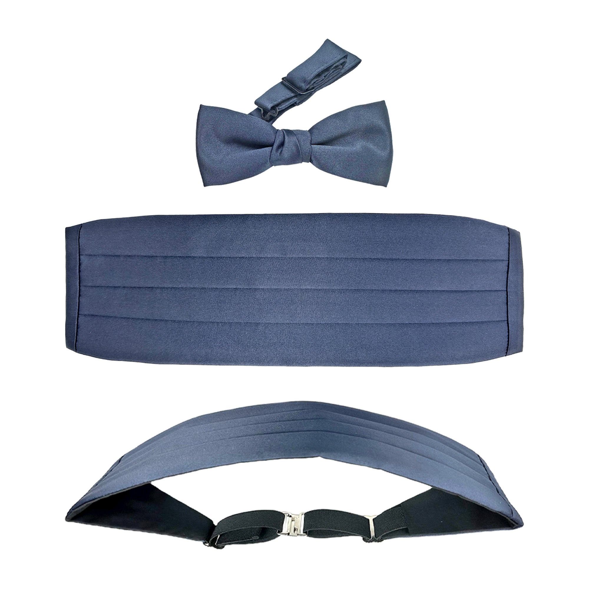 U.S. Air Force Blue Satin adjustable bow tie with band and Blue Satin Cummerbund