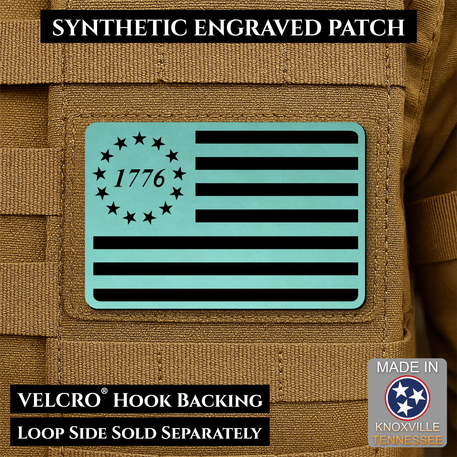 Tactical 1776 America 250th Flag Patch, 2x3" | Made in USA | VELCRO® Brand Hook Backing