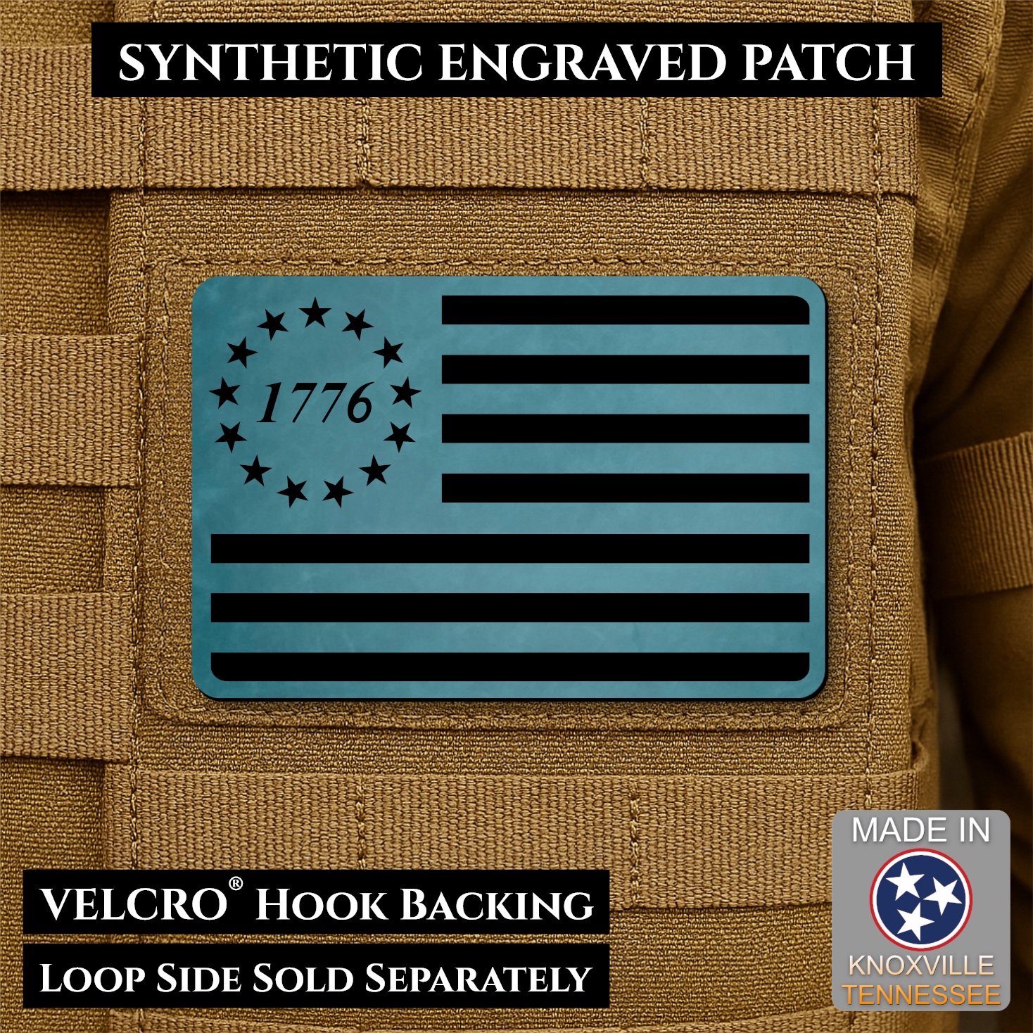 Tactical 1776 America 250th Flag Patch, 2x3" | Made in USA | VELCRO® Brand Hook Backing