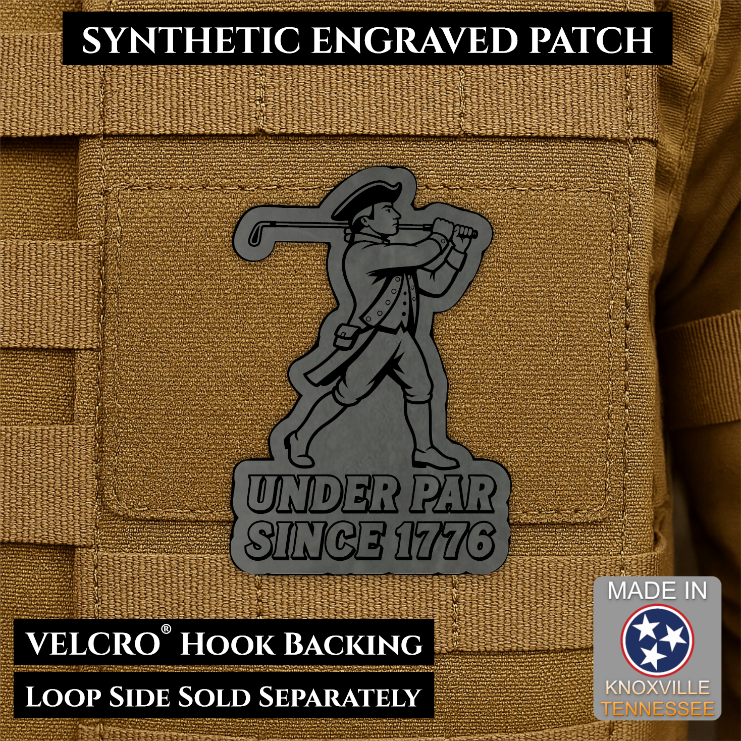 Under Par Since 1776, America 250 Funny Patriotic Morale Patch | Made in USA | VELCRO® Brand Hook Backing