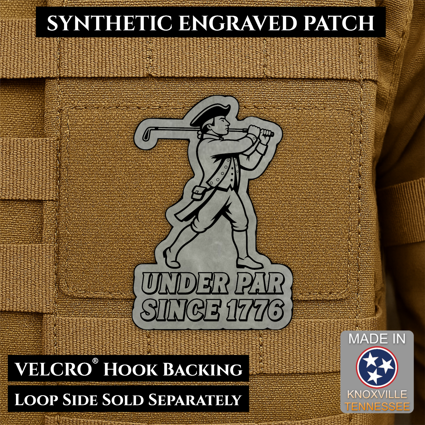 Under Par Since 1776, America 250 Funny Patriotic Morale Patch | Made in USA | VELCRO® Brand Hook Backing