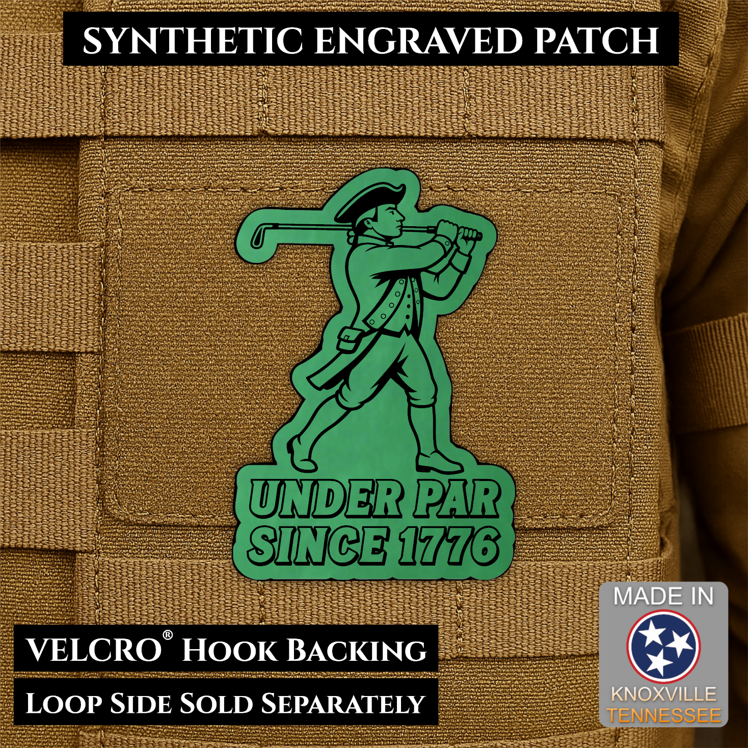 Under Par Since 1776, America 250 Funny Patriotic Morale Patch | Made in USA | VELCRO® Brand Hook Backing