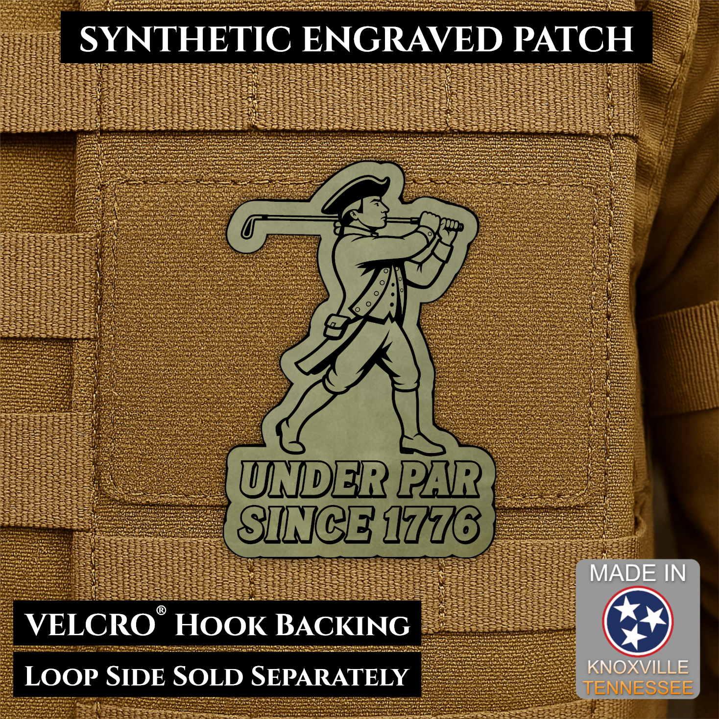 Under Par Since 1776, America 250 Funny Patriotic Morale Patch | Made in USA | VELCRO® Brand Hook Backing