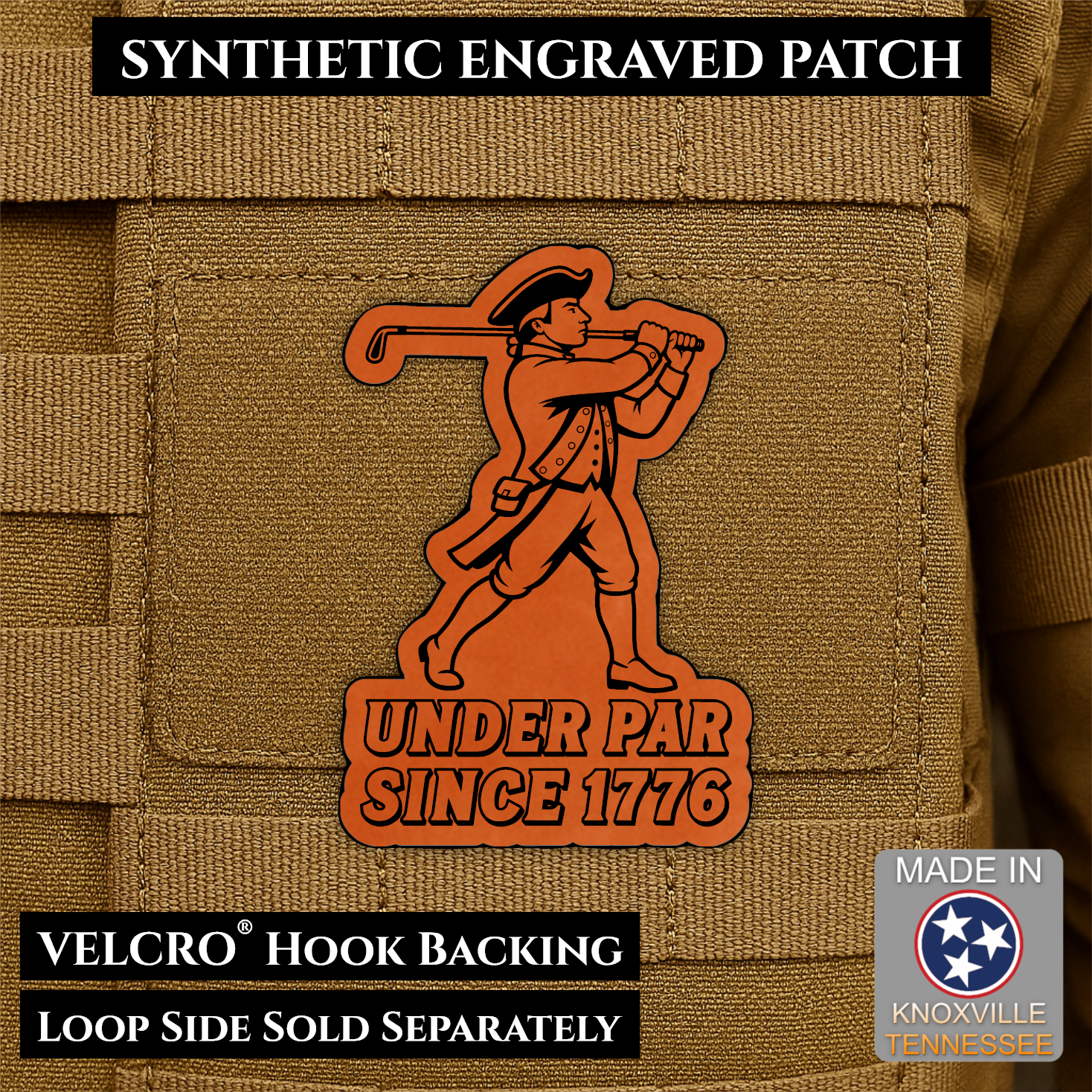 Under Par Since 1776, America 250 Funny Patriotic Morale Patch | Made in USA | VELCRO® Brand Hook Backing