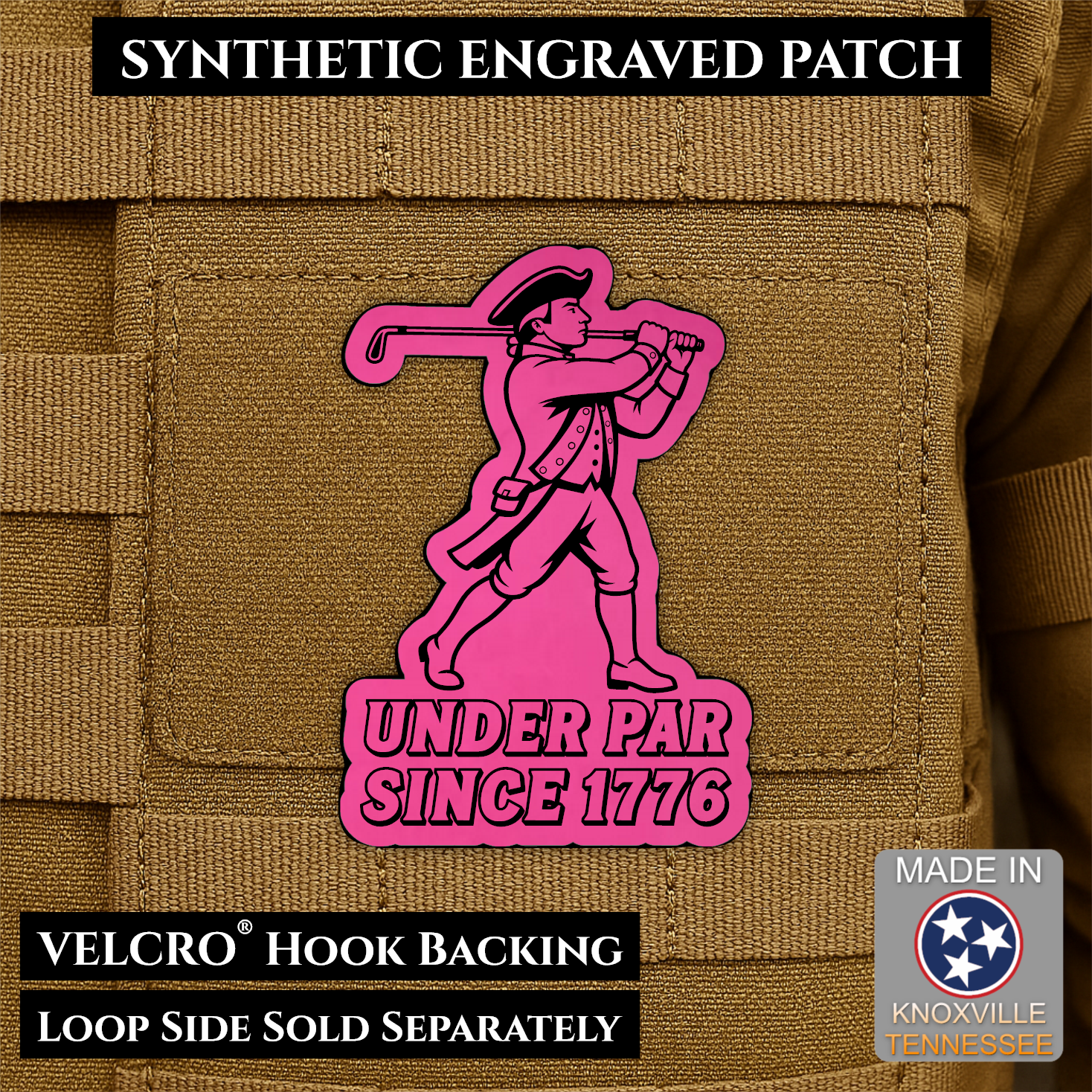Under Par Since 1776, America 250 Funny Patriotic Morale Patch | Made in USA | VELCRO® Brand Hook Backing