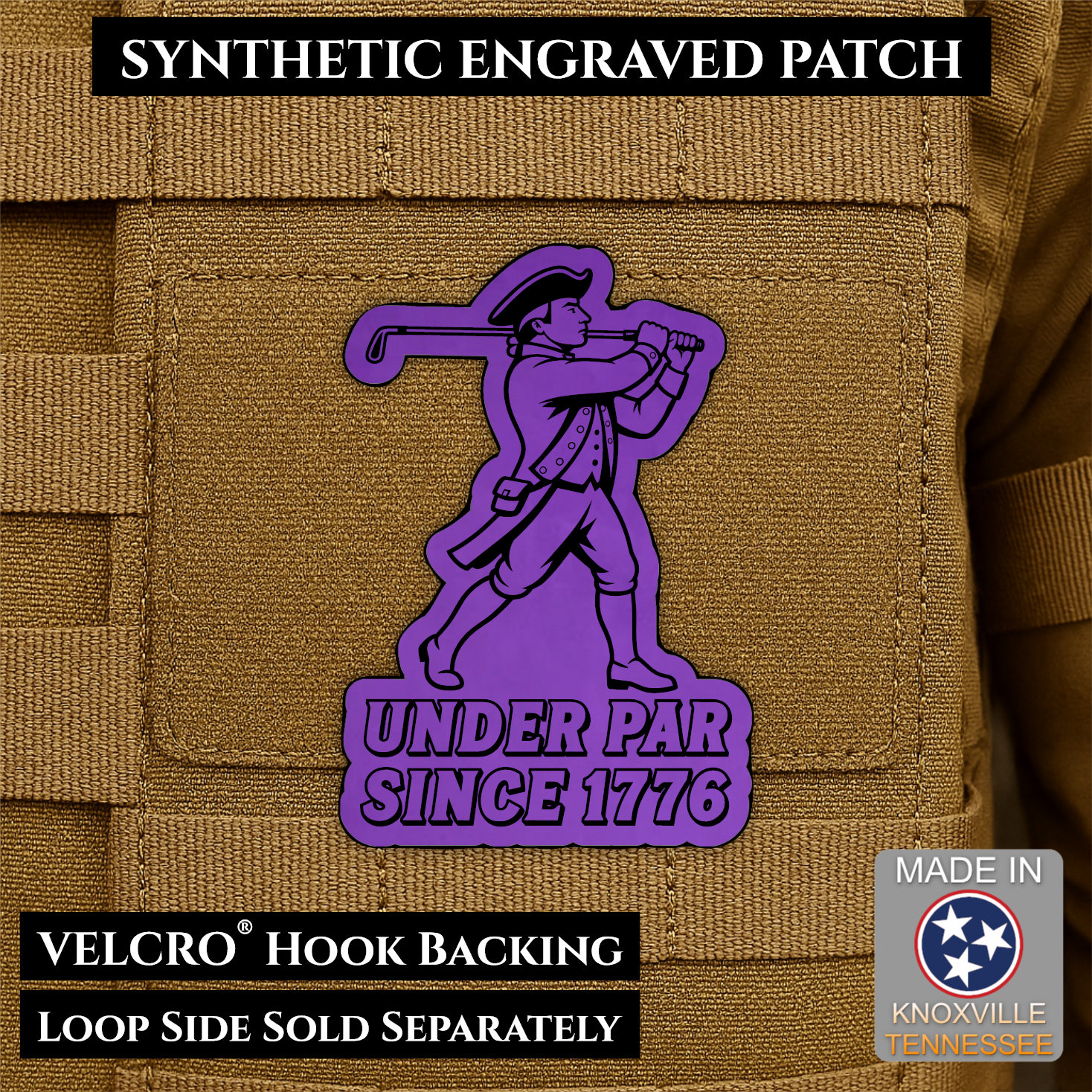 Under Par Since 1776, America 250 Funny Patriotic Morale Patch | Made in USA | VELCRO® Brand Hook Backing