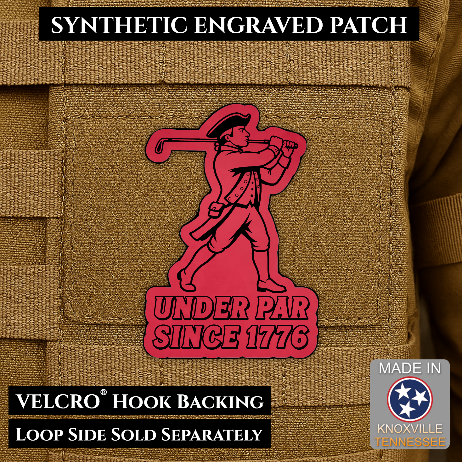Under Par Since 1776, America 250 Funny Patriotic Morale Patch | Made in USA | VELCRO® Brand Hook Backing