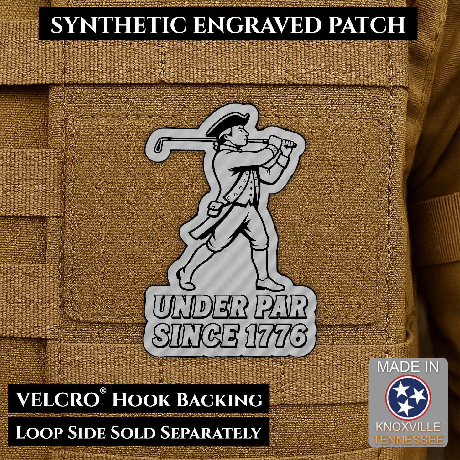Under Par Since 1776, America 250 Funny Patriotic Morale Patch | Made in USA | VELCRO® Brand Hook Backing
