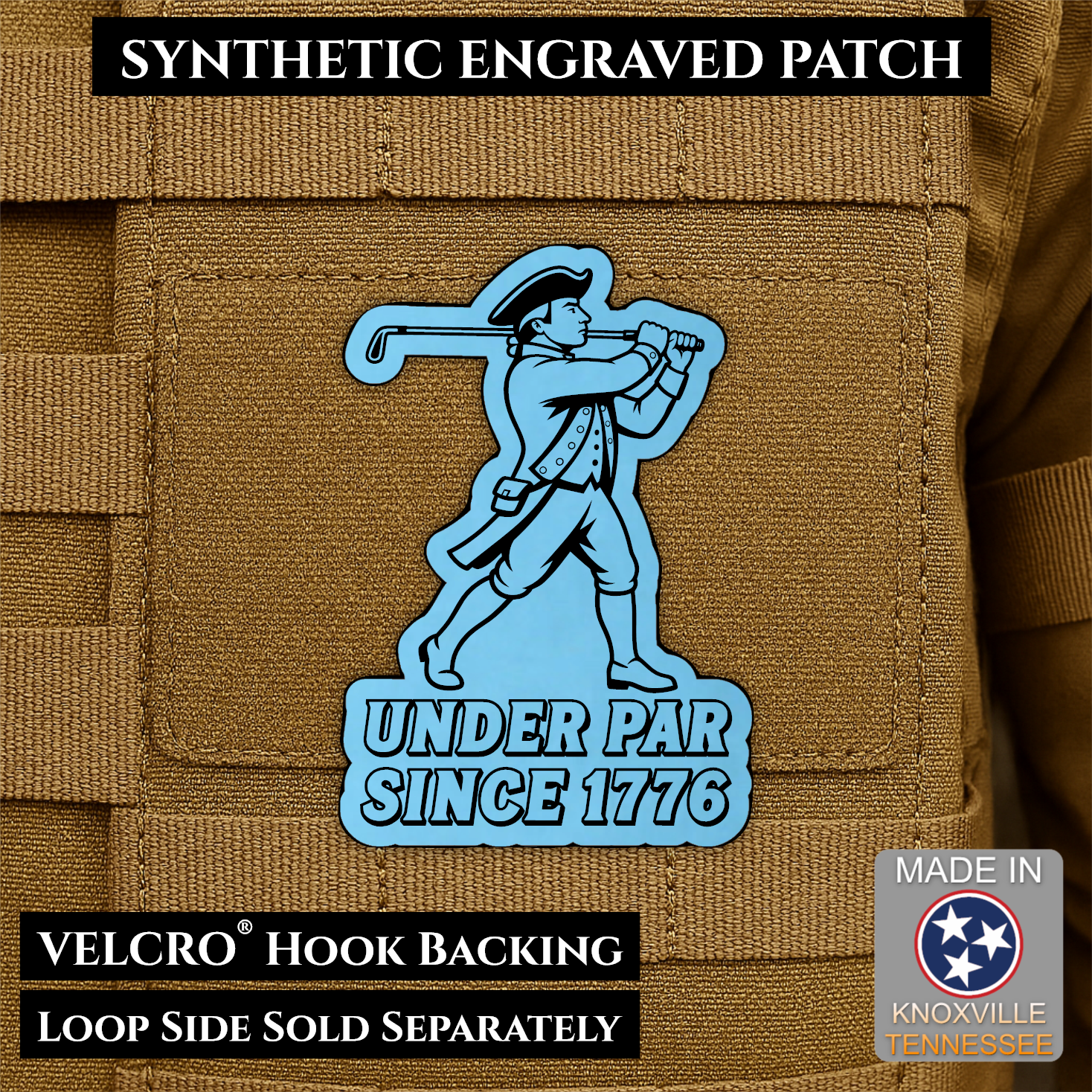 Under Par Since 1776, America 250 Funny Patriotic Morale Patch | Made in USA | VELCRO® Brand Hook Backing