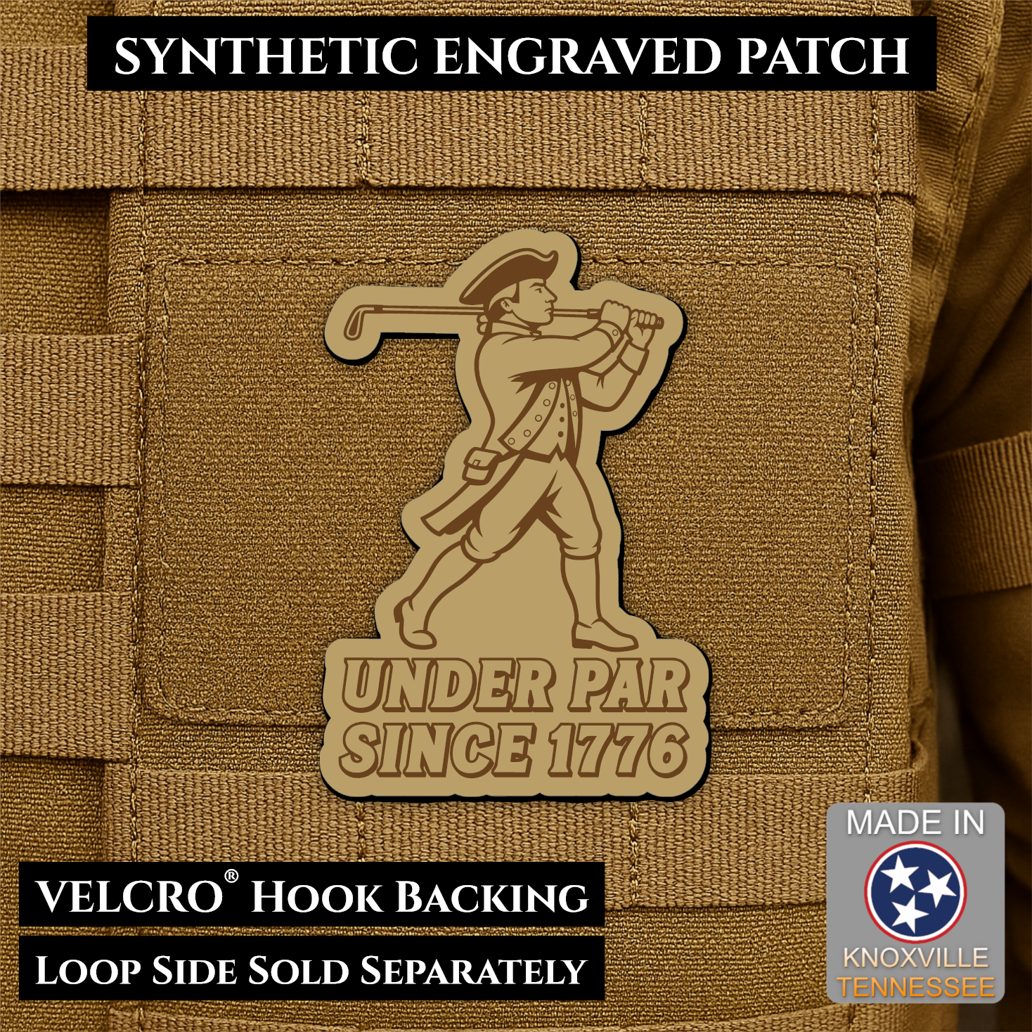 Under Par Since 1776, America 250 Funny Patriotic Morale Patch | Made in USA | VELCRO® Brand Hook Backing