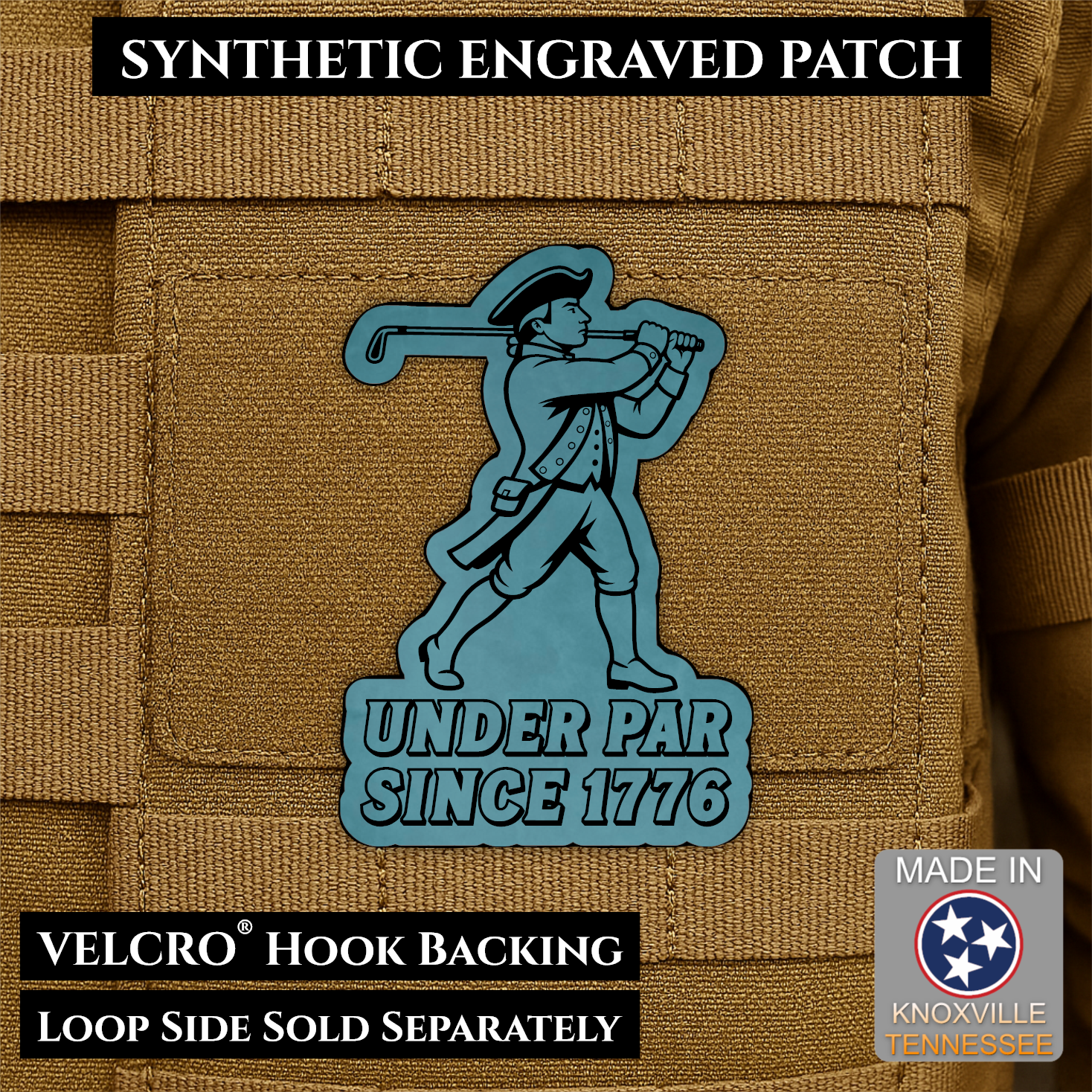 Under Par Since 1776, America 250 Funny Patriotic Morale Patch | Made in USA | VELCRO® Brand Hook Backing