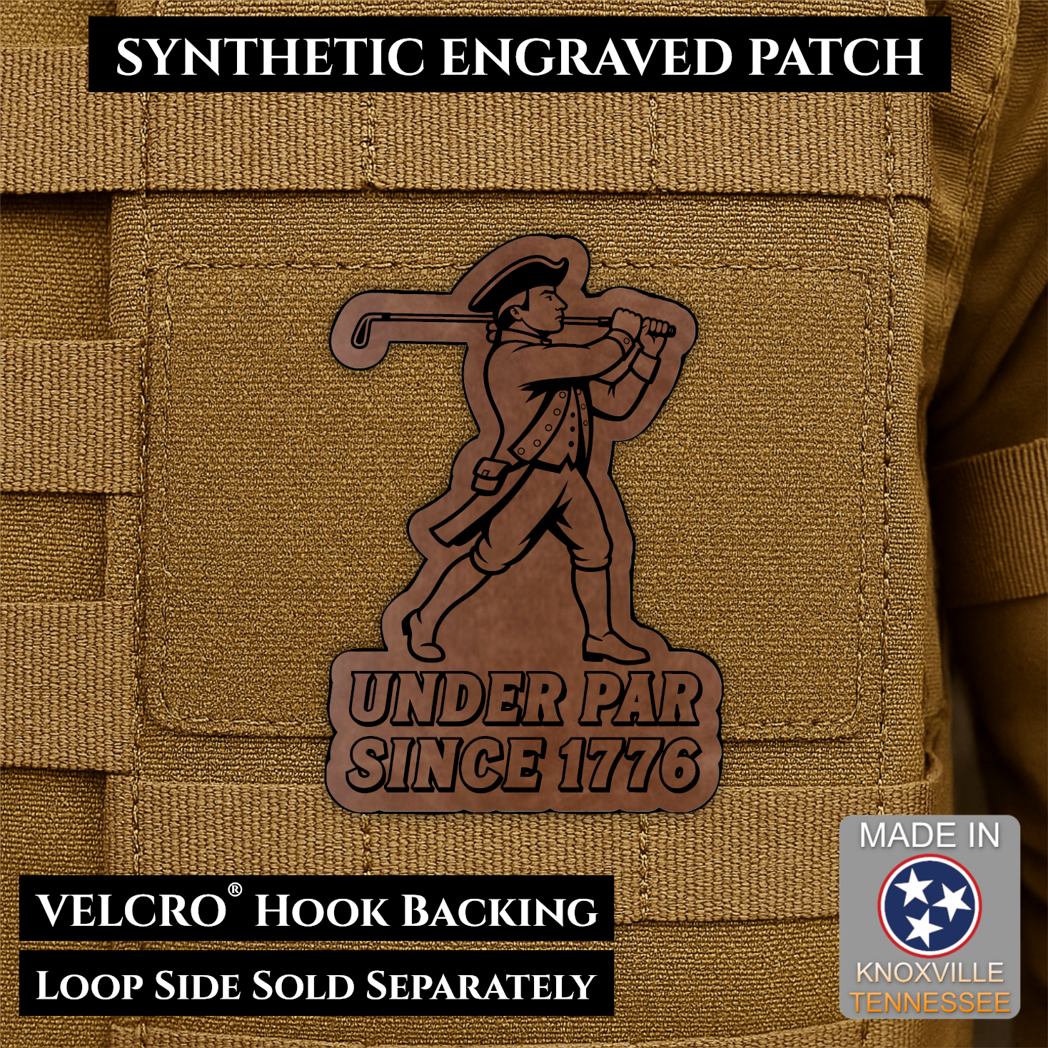 Under Par Since 1776, America 250 Funny Patriotic Morale Patch | Made in USA | VELCRO® Brand Hook Backing