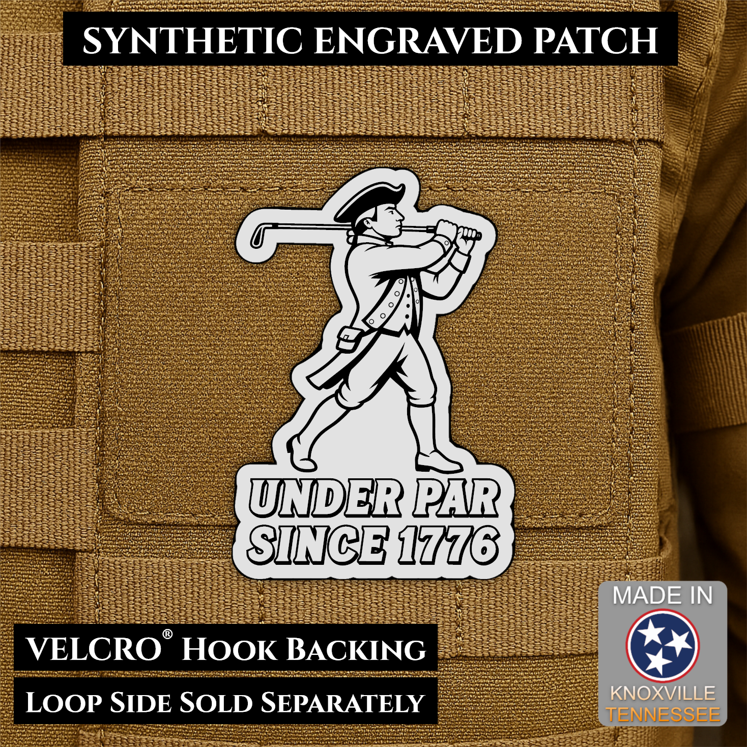 Under Par Since 1776, America 250 Funny Patriotic Morale Patch | Made in USA | VELCRO® Brand Hook Backing