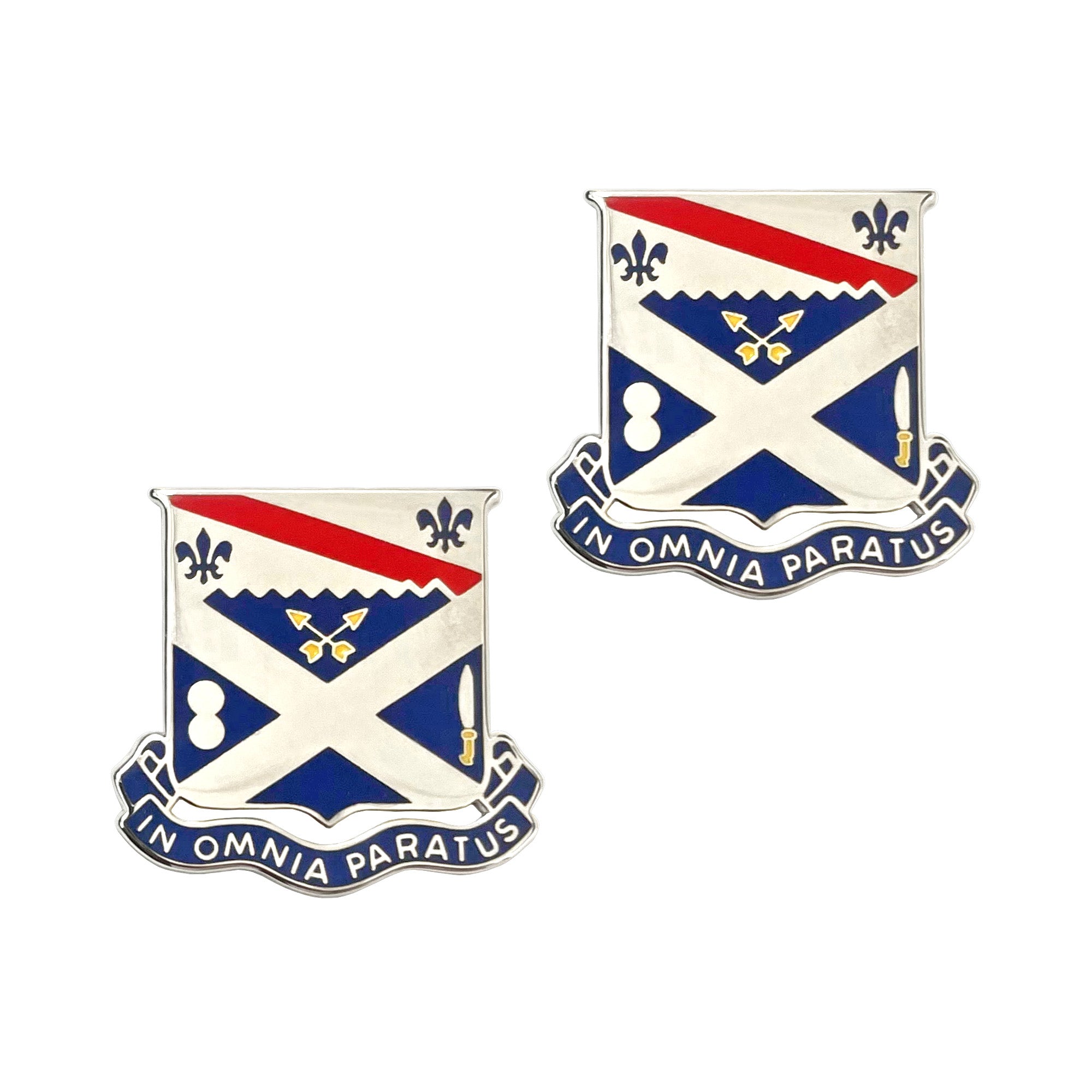 U.S. Army 18th Infantry Regiment - "In Omnia Paratus" crest (pair)