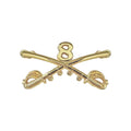 U.S. Army Cross Sabres (Cavalry) Hat Pins 2 1/4" x 1" w/ Number 8 (each)