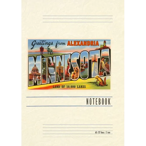 Vintage Lined Notebook Greetings from Alexandria, Minnesota