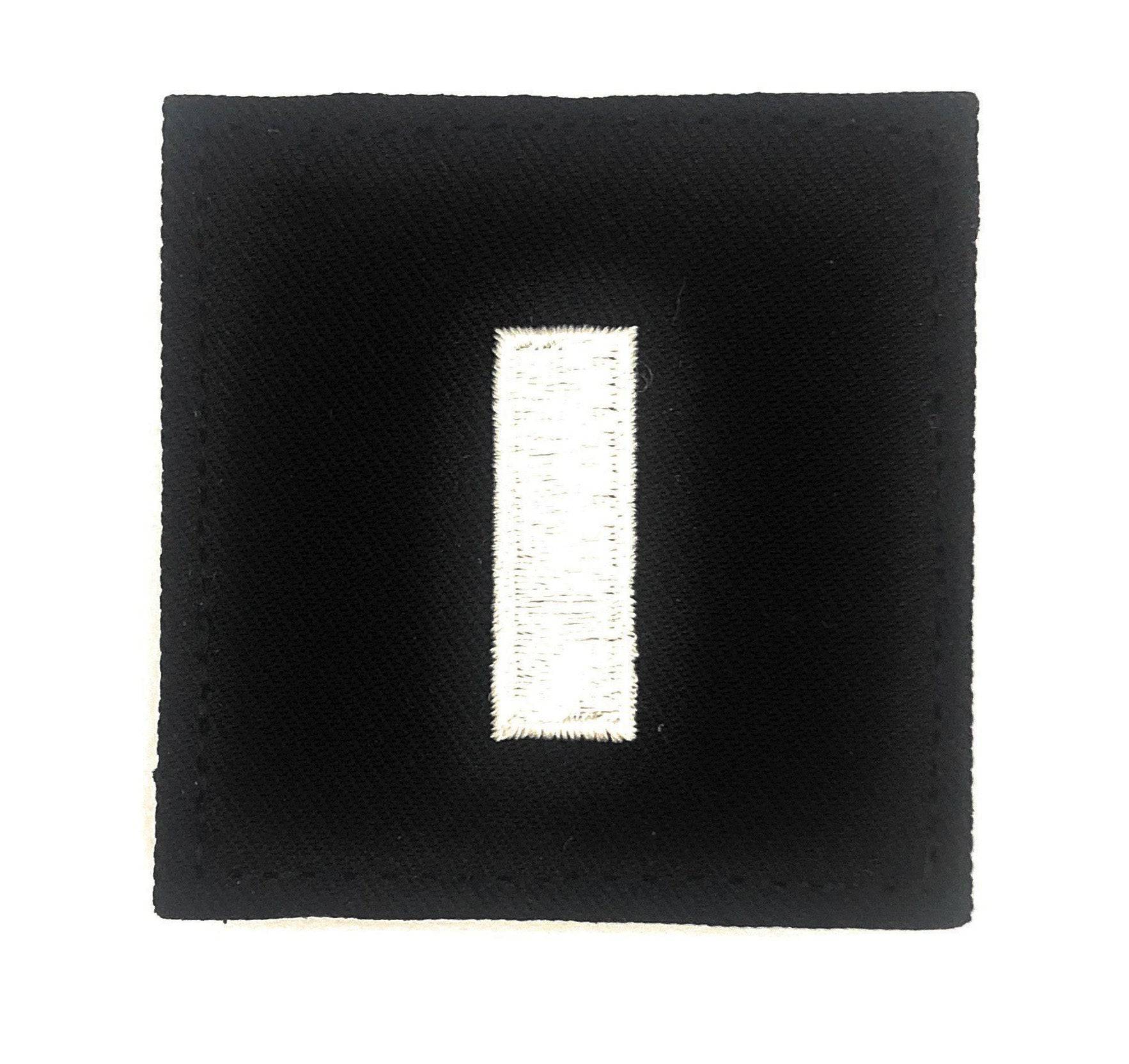 U.S. Army (O2) 1st Lieutenant 2x2 Black Rank with Hook Fastener (each)