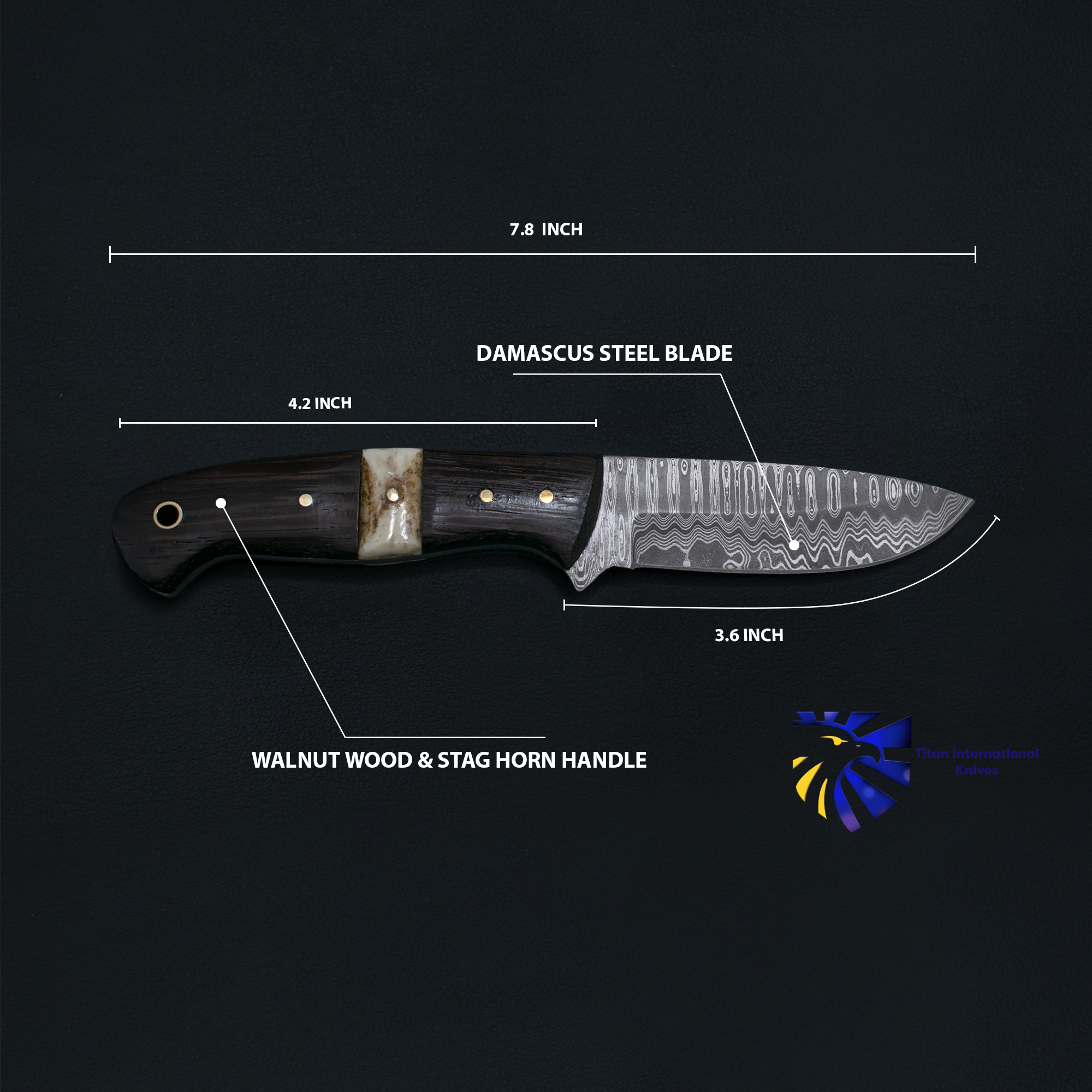 Damascus Steel Custom EDC/Hunting Knife TK-019 (1)