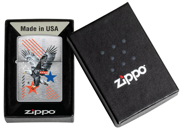 Zippo Abstract Americana Design, Brushed Chrome Lighter #46820
