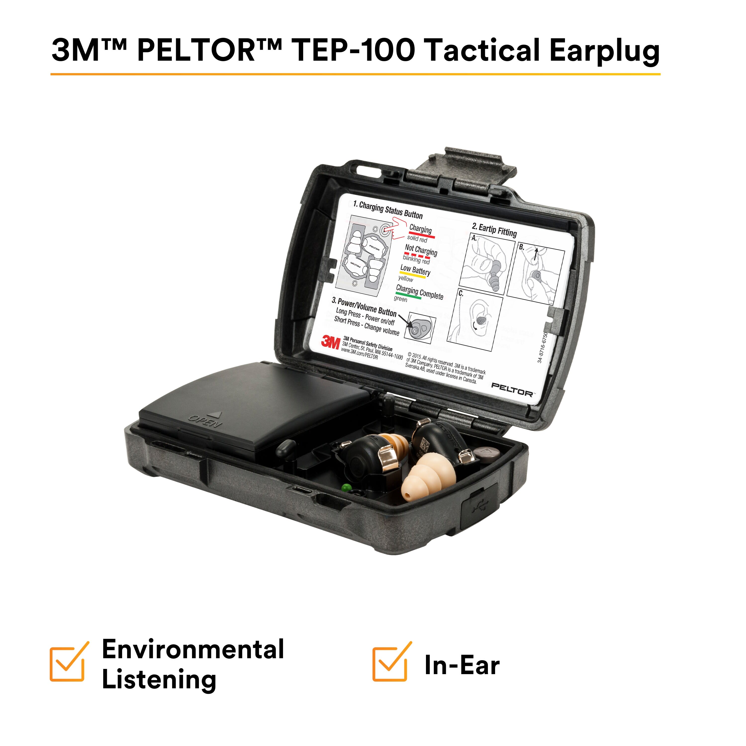 Peltor TEP-100 - Peltor Hearing Protection Tactical Earbuds