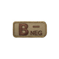 B- Blood Type Patch Desert  W/ Brown Letters W/ Hook Fastener