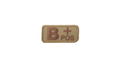 B+ Blood Type Patch Desert  W/ Brown Letters W/ Hook Fastener
