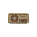 O- Blood Type Patch Desert  W/ Brown Letters W/ Hook Fastener